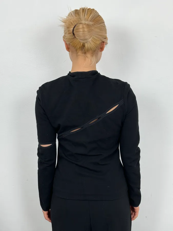 Gianni Versace Black Asymmetrical Perfored Light Jacket - Image 3