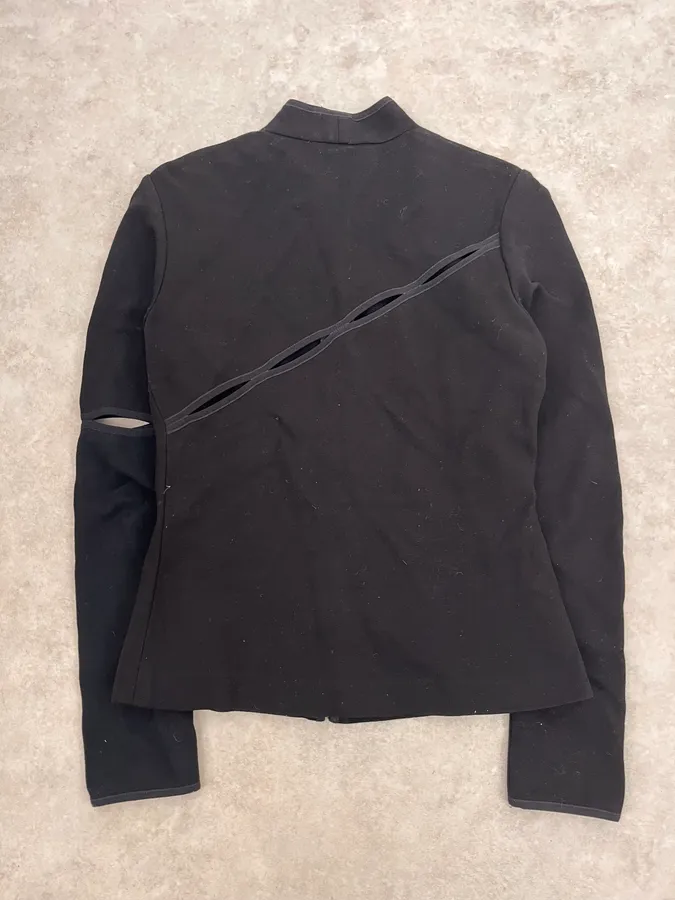 Gianni Versace Black Asymmetrical Perfored Light Jacket - Image 6
