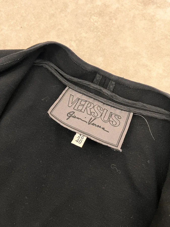 Gianni Versace Black Asymmetrical Perfored Light Jacket - Image 8