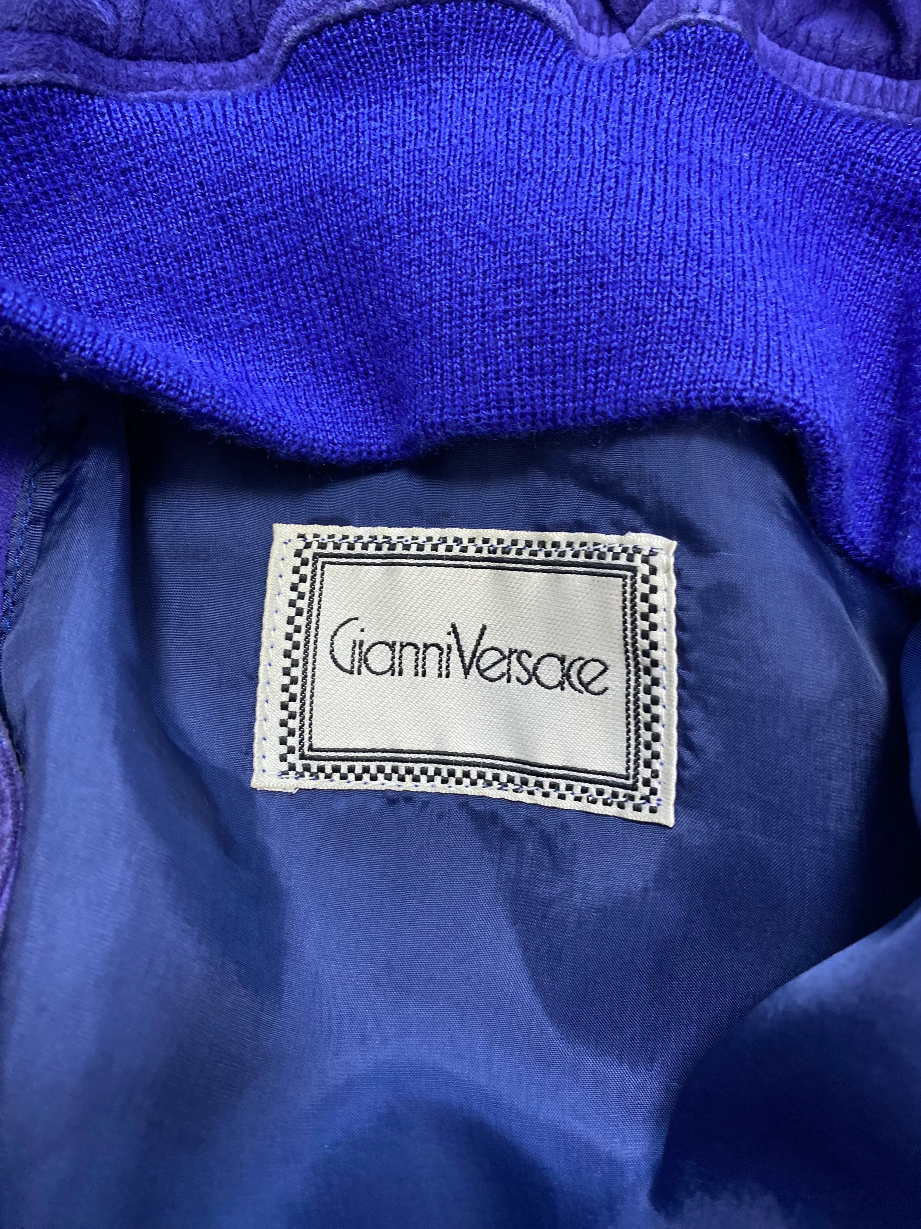 1990s Gianni Versace Purple Blue Bomber Jacket (M) - Image 3