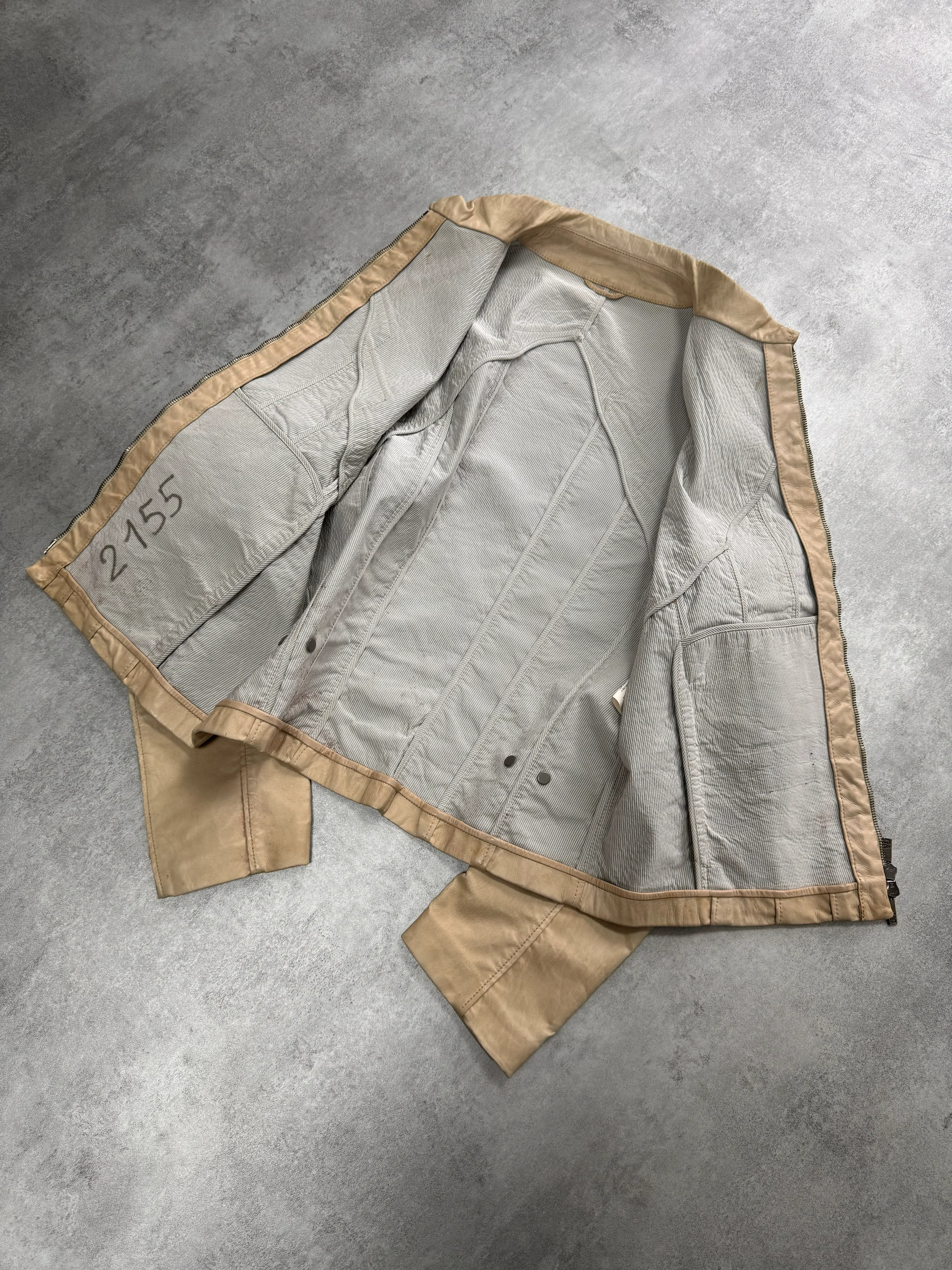 1990s Giorgio Armani Sand Armor Patches Leather Jacket - Image 5