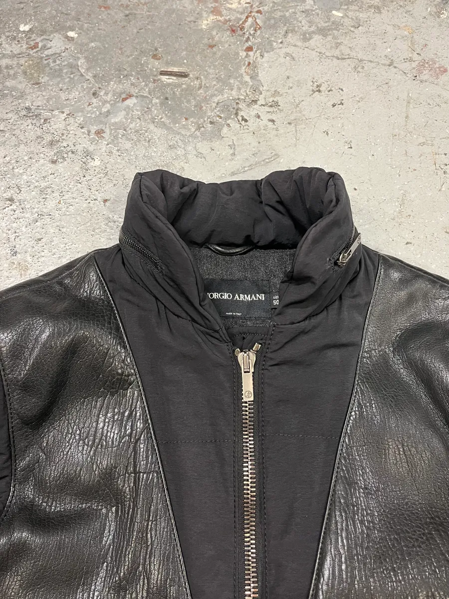 Giorgio Armani Black Hybride Lamb Pure Leather Jacket - Image 8