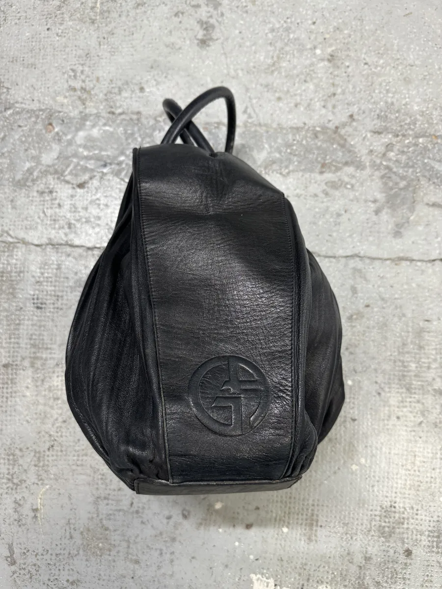 Giorgio Armani Black Plissed Leather Handle Bag - Image 3