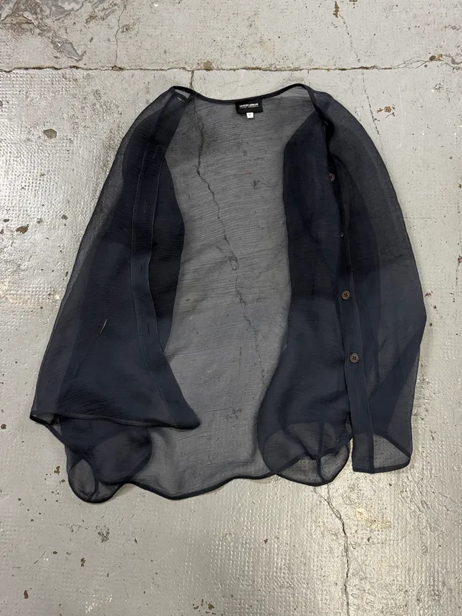 Giorgio Armani Blue Grey Gradient Clear Shirt & Skirt Organza Set - Image 8