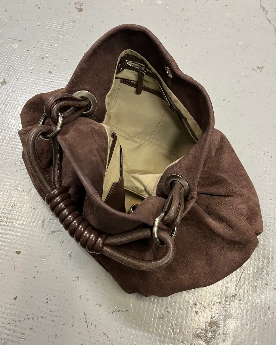 Giorgio Armani Brown Suede Hobo Bag - Image 10