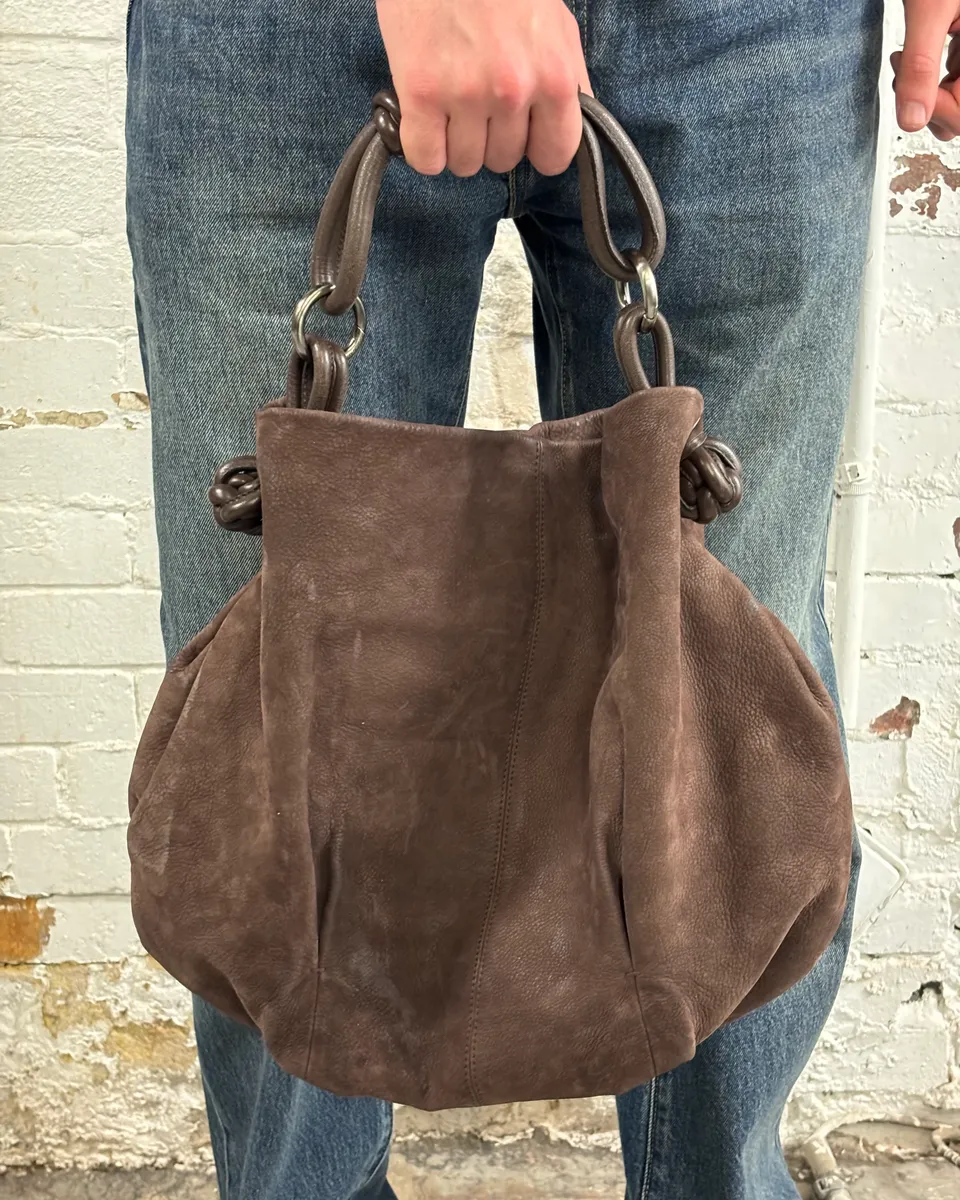 Giorgio Armani Brown Suede Hobo Bag - Image 3