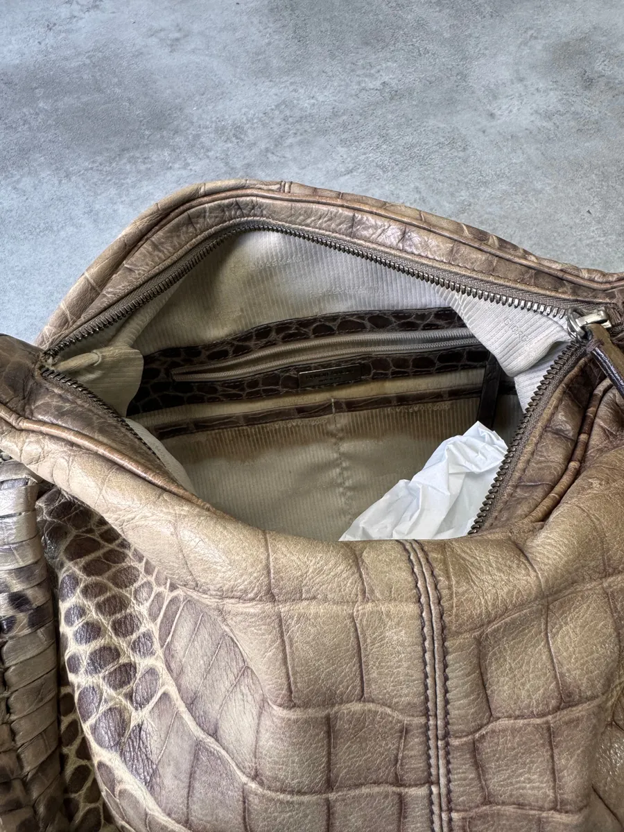 Giorgio Armani Natural Crocodile Effect Leather Bag - Image 8