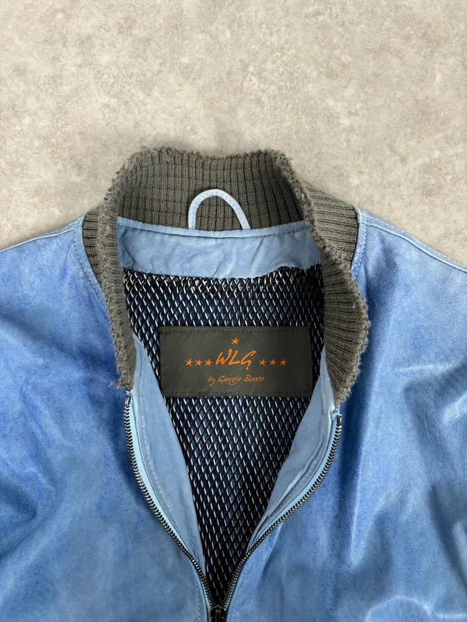 Giorgio Brato Baby Blue Faded Leather Jacket - Image 8