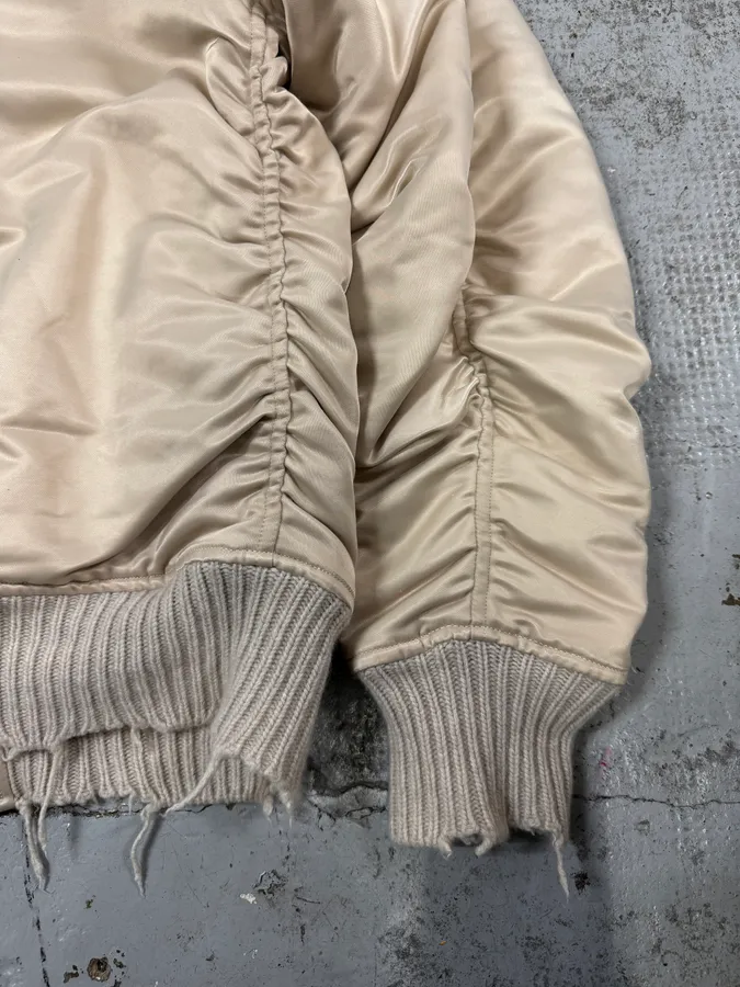 Giorgio Brato Beige Distressed Rebel Bomber Jacket - Image 9