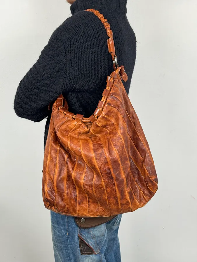 Giorgio Brato Brown Eroded Leather Bag