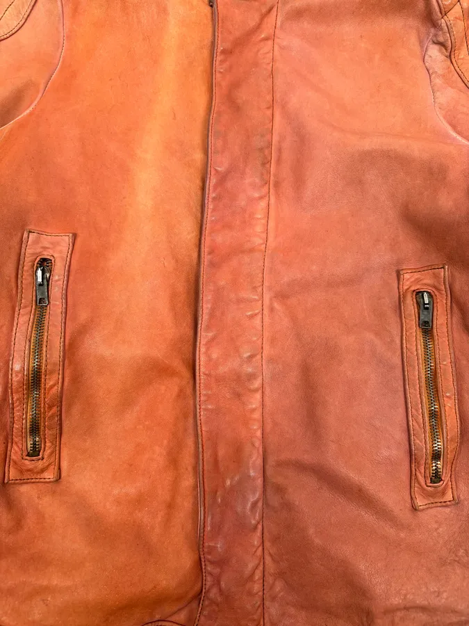 Giorgio Brato Eroded Orange Leather Jacket - Image 6