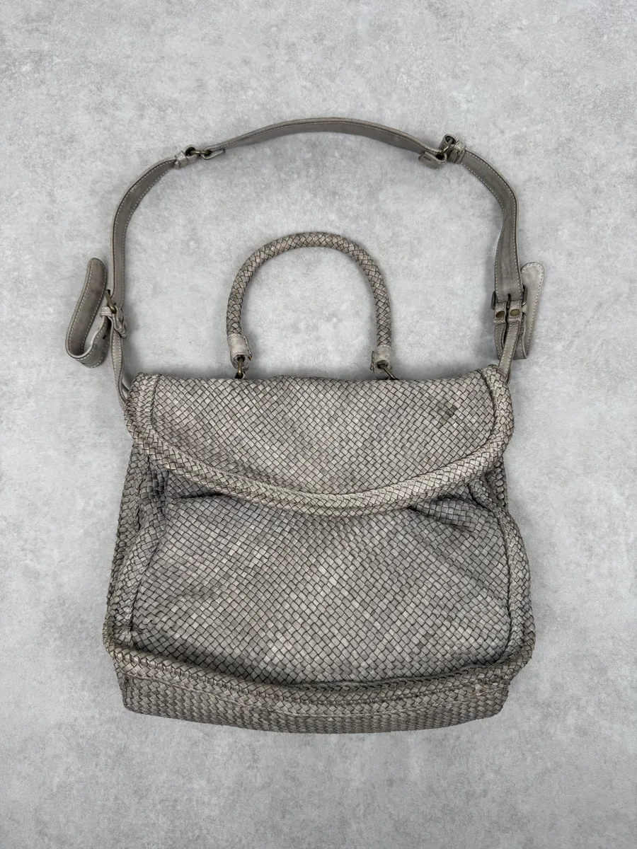 Giorgio Brato Woven Grey Leather Shoulder Bag - Image 5