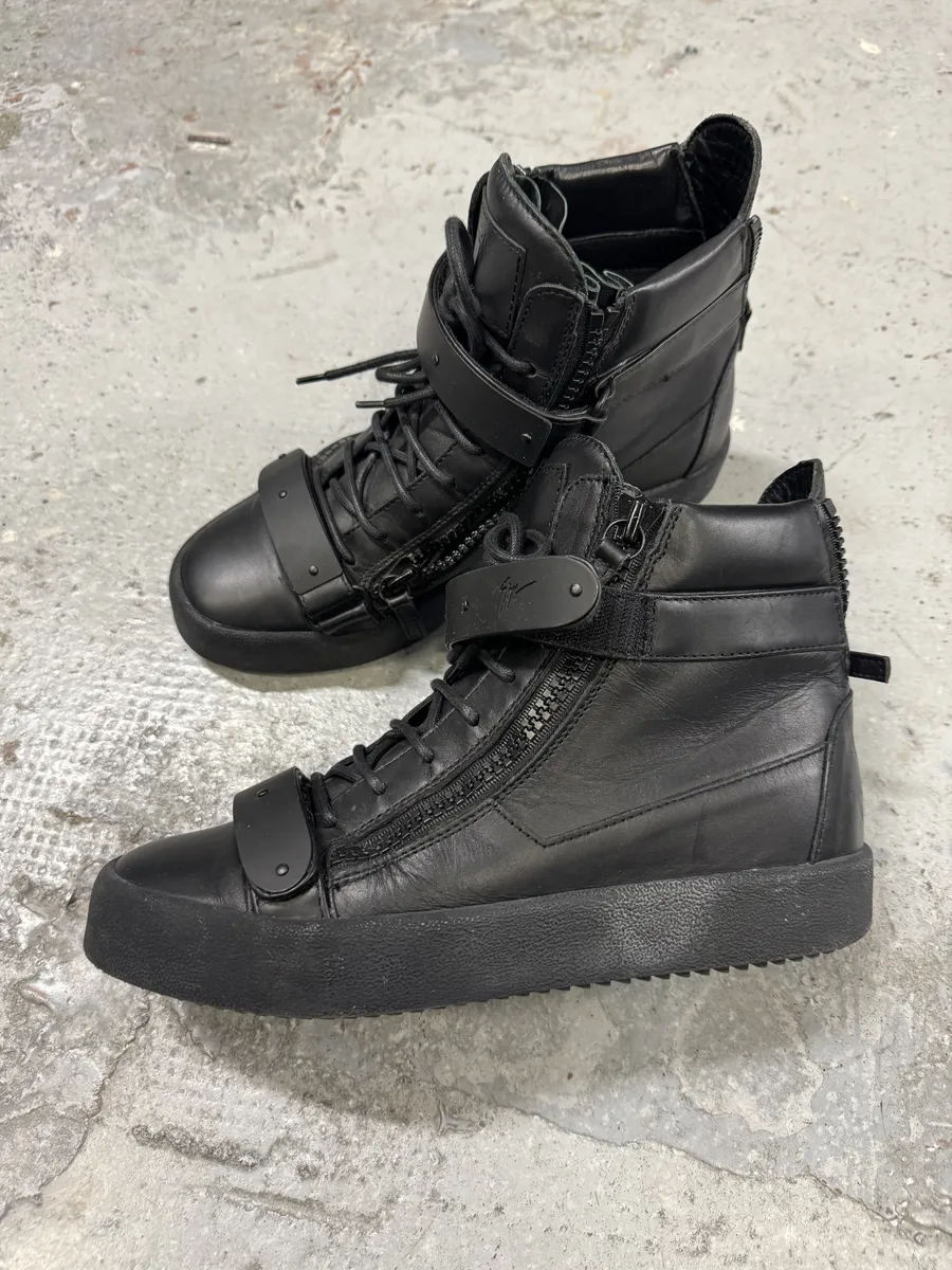 Giuseppe Zanotti Black Scratch High Leather Sneakers - Image 2