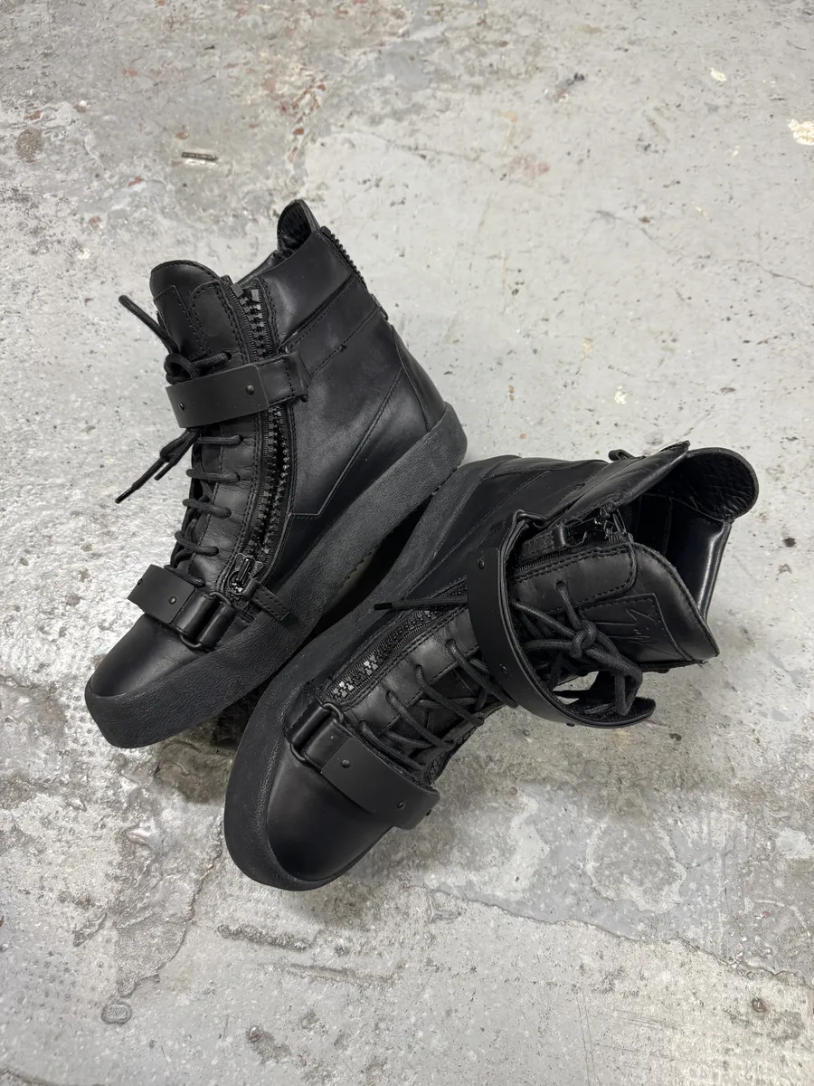 Giuseppe Zanotti Black Scratch High Leather Sneakers - Image 5