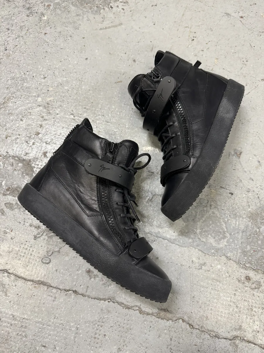 Giuseppe Zanotti Black Scratch High Leather Sneakers - Image 9