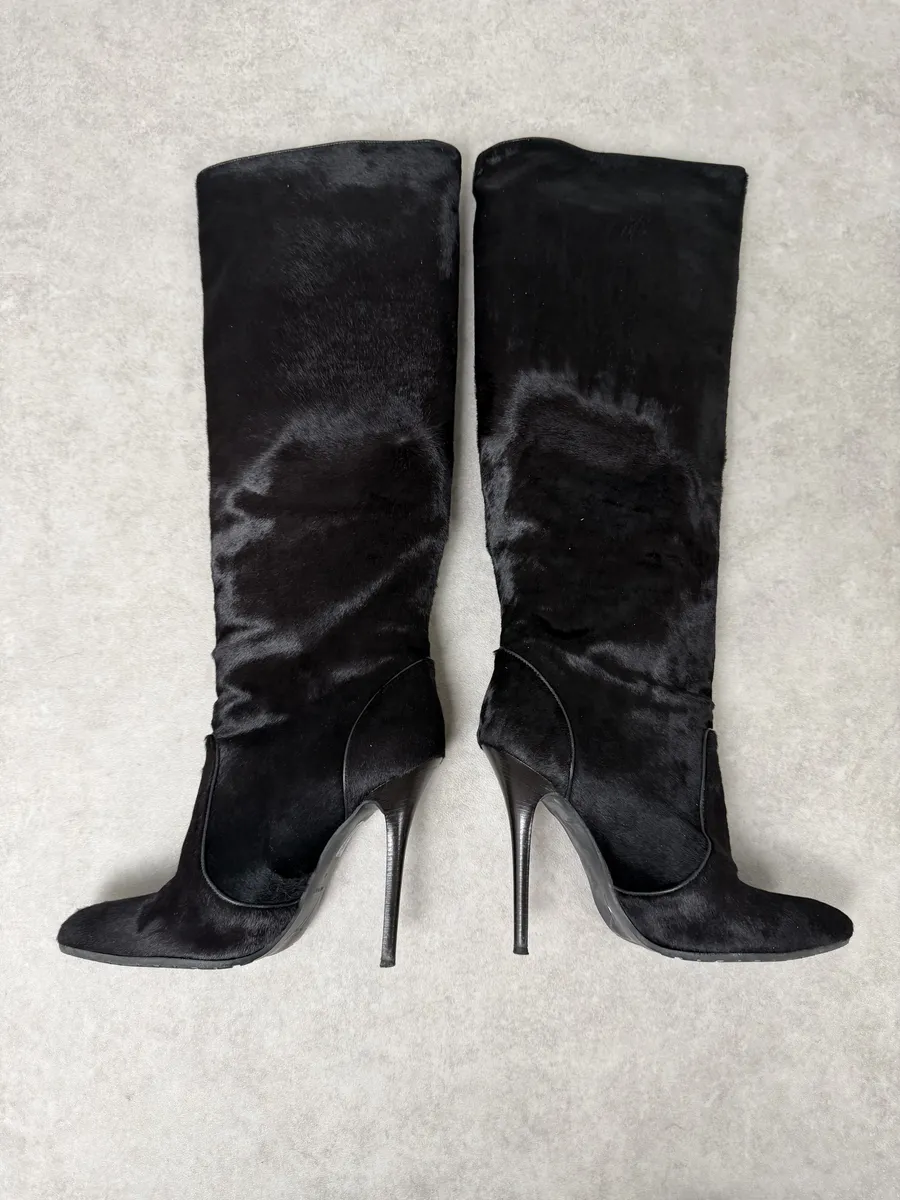 Giuzeppe Zanotti Dark Brown Pony Hair Leather Ankle Heels - Image 3