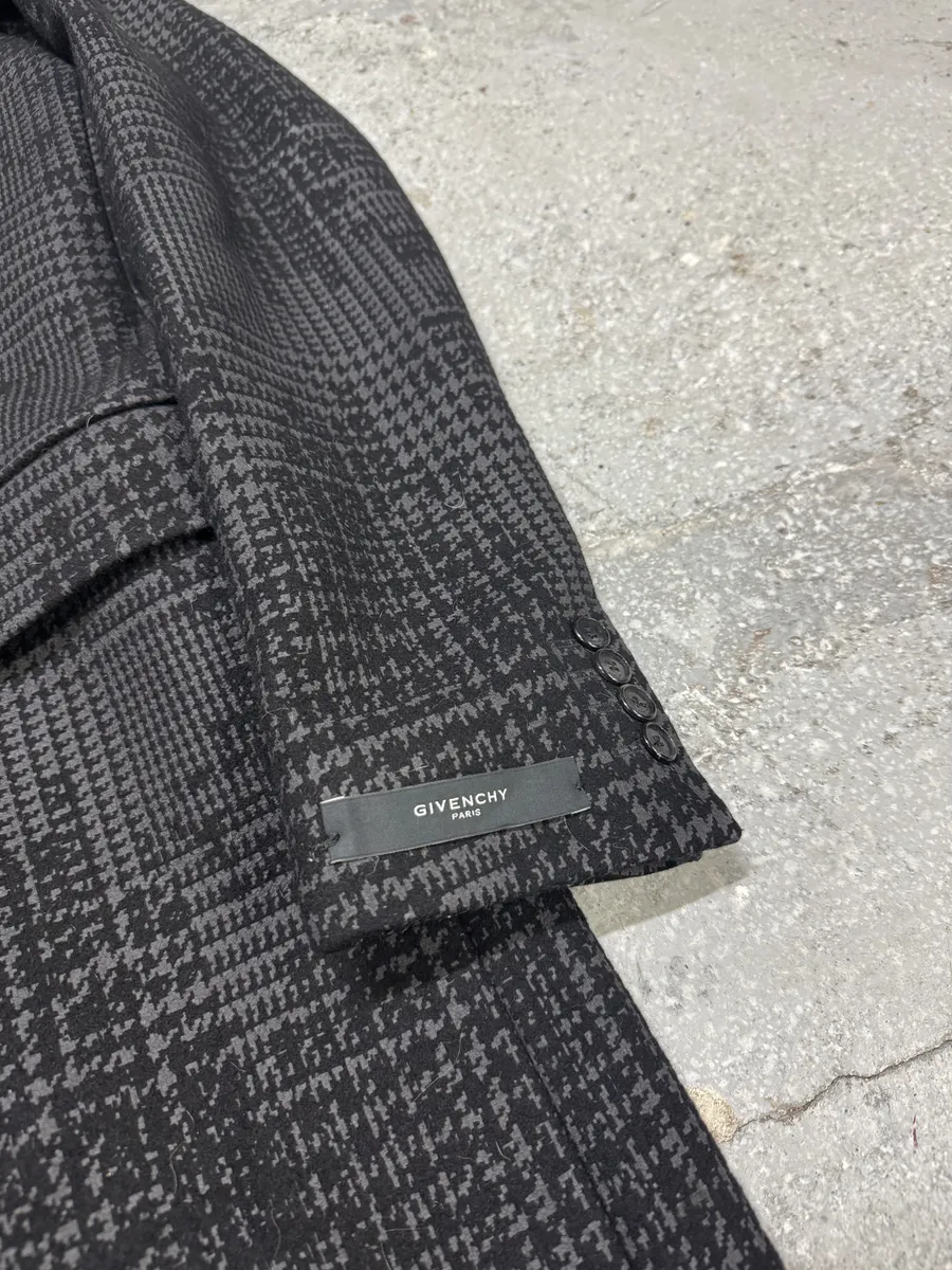 Givenchy Black & Grey Wool Trench Coat - Image 7