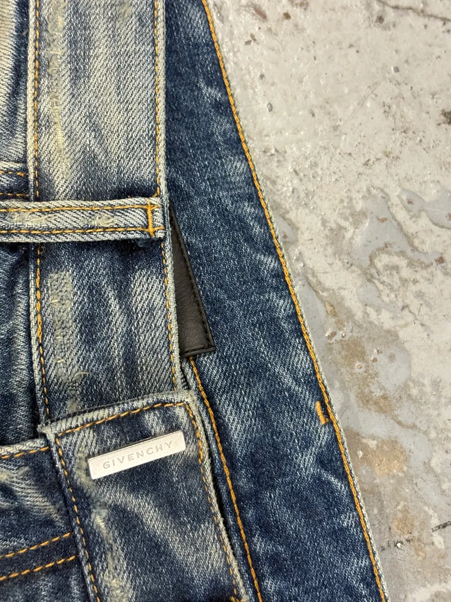 Givenchy Boro Distressed Blue Moleskin Denim Jeans - Image 8