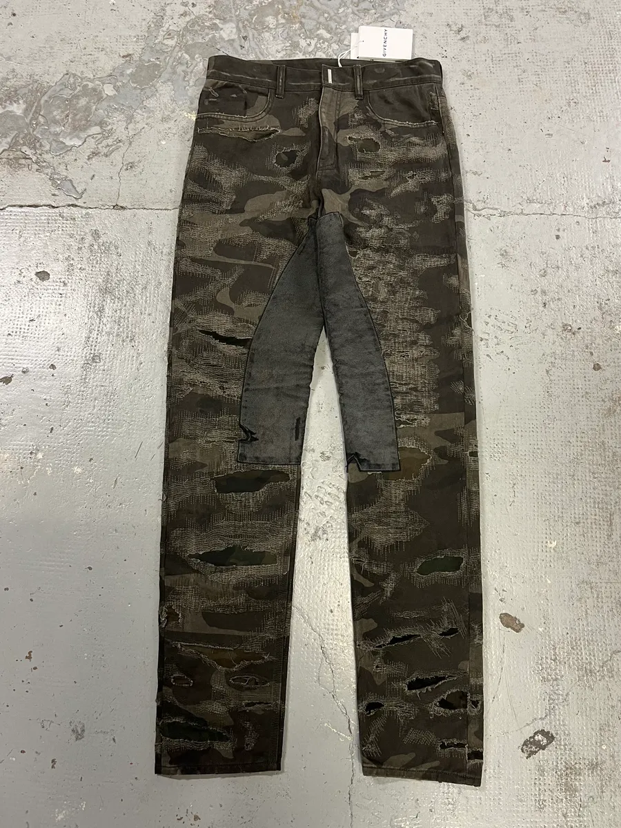 Givenchy Distressed Grey Boro Camo Denim Jeans - Image 5