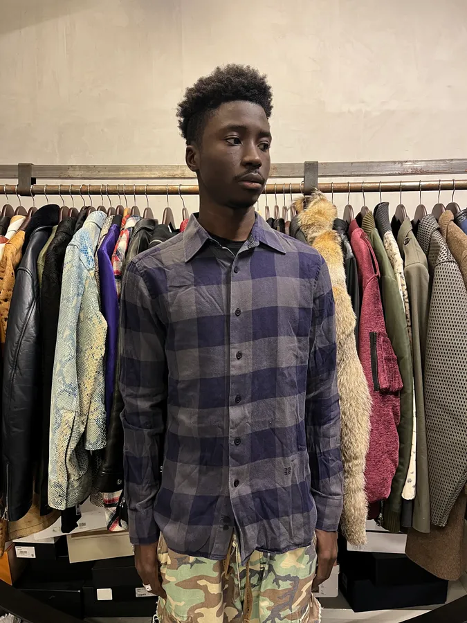 Givenchy Grey & Navy Checkered Shirt