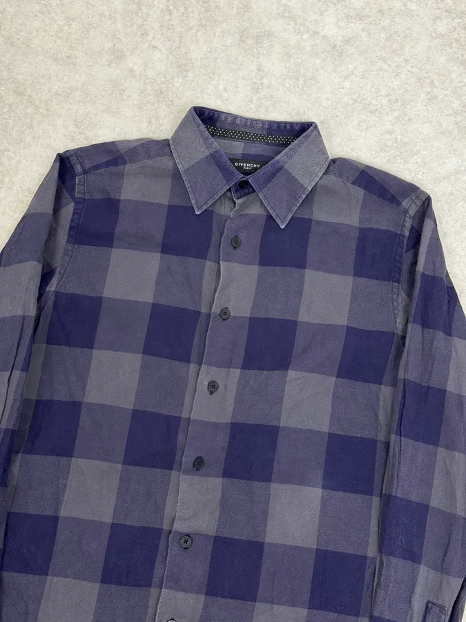 Givenchy Grey & Navy Classy Checkered Shirt - Image 5