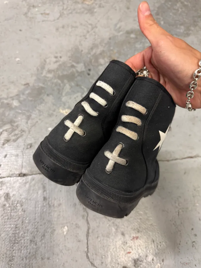 Givenchy High Black Canvas Combat Boots - Image 2