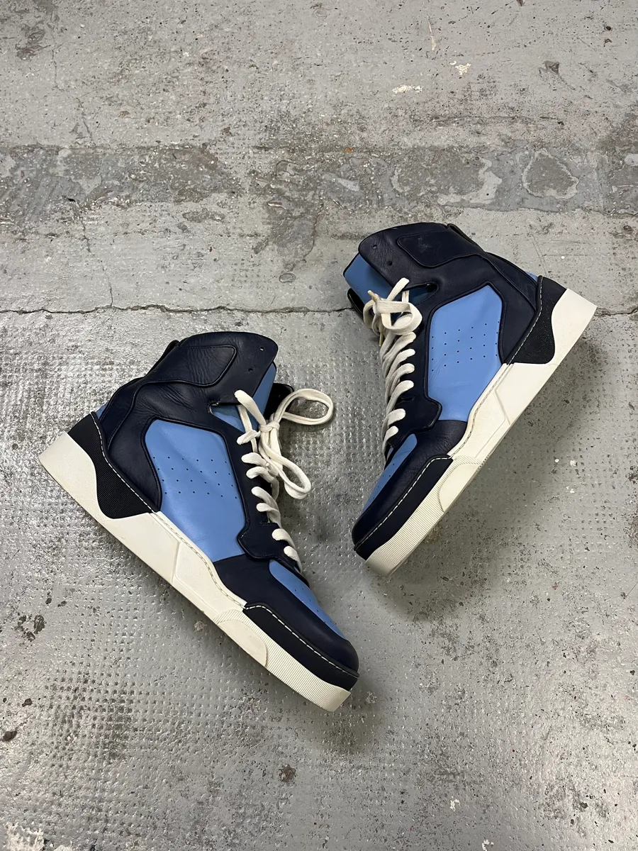 Givenchy Navy Blue Leather High-Top Sneaker Boots - Image 2