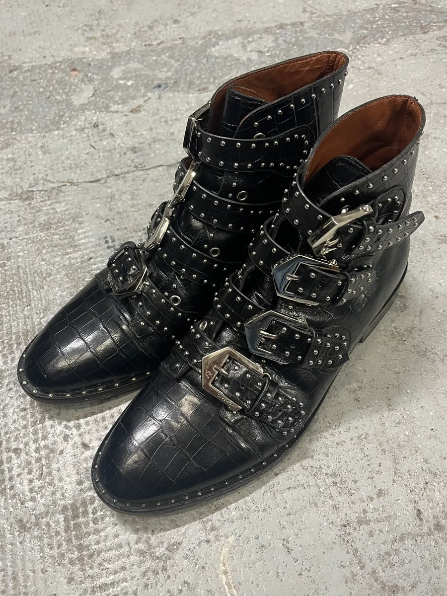 Givenchy Straps Studded Black Leather Boots - Image 3