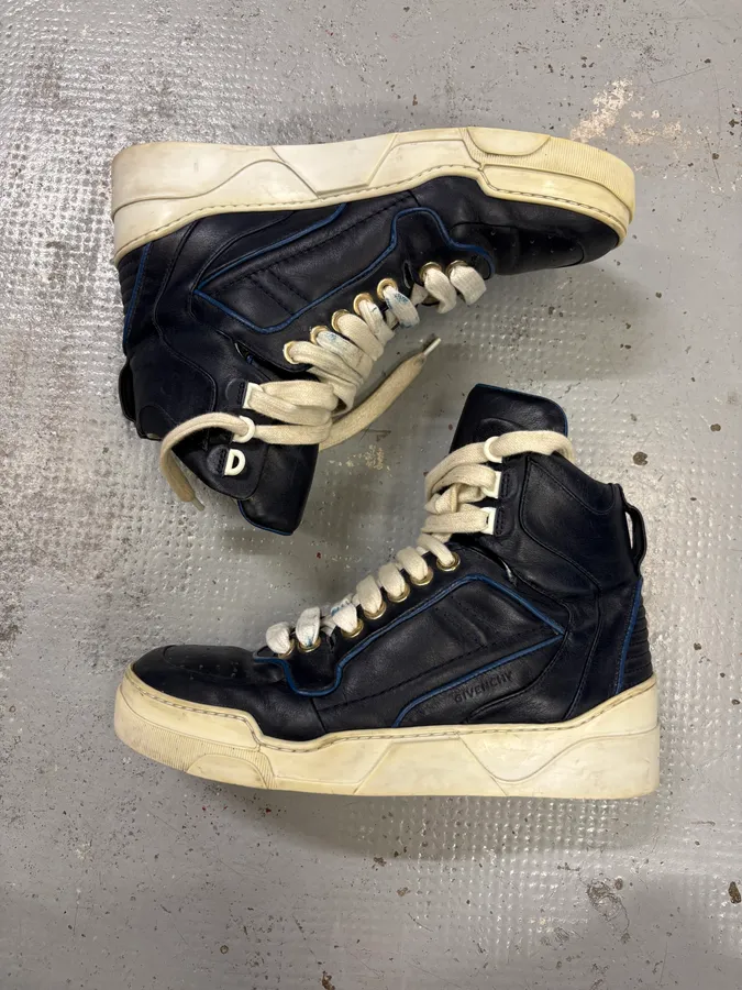 Givenchy Tyson Navy Leather High Sneakers - Image 4
