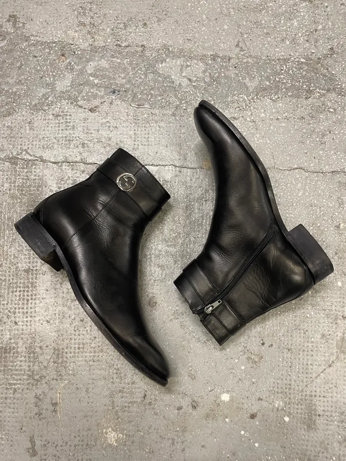 Gucci Black Ankle Leather Boots - Image 6