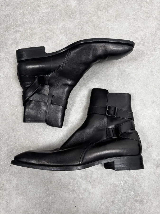Gucci Black Buckle Leather Boots - Image 2