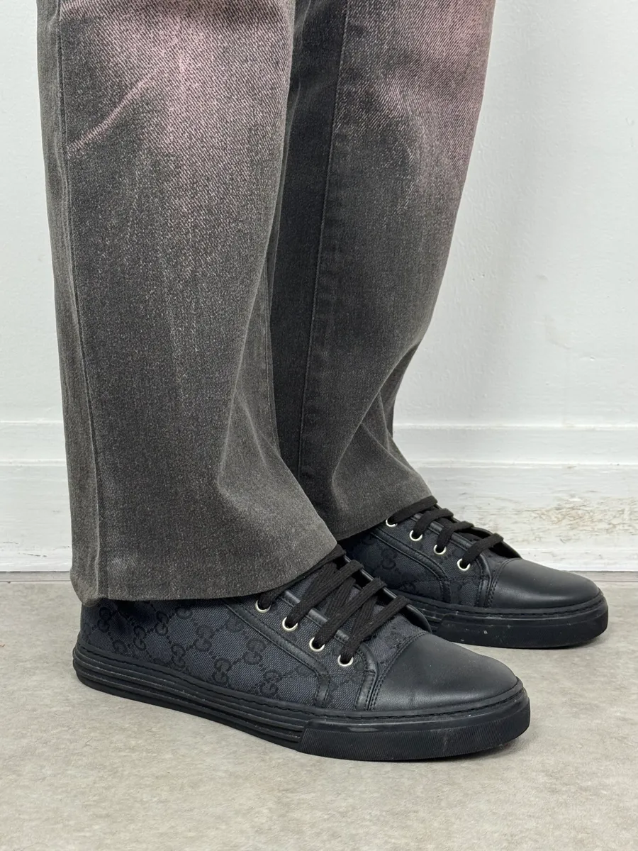 Gucci Black Canvas Monogram High Sneakers - Image 3