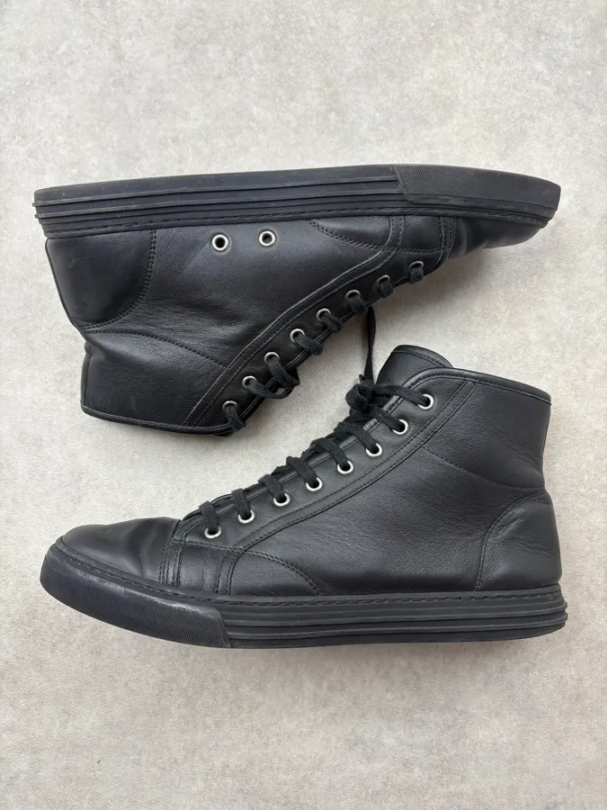 Gucci Black High Leather Sneakers - Image 3