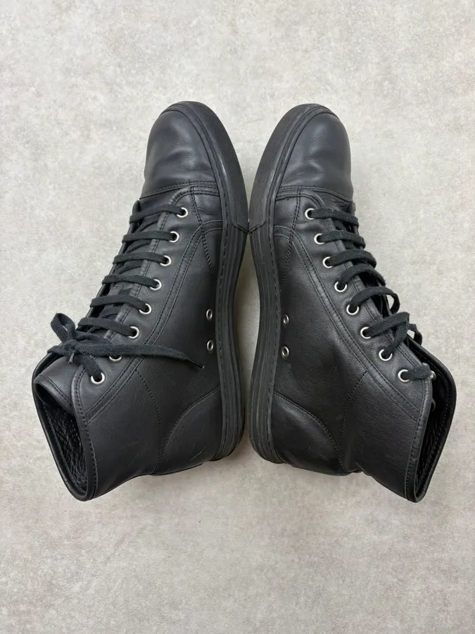 Gucci Black High Leather Sneakers - Image 5