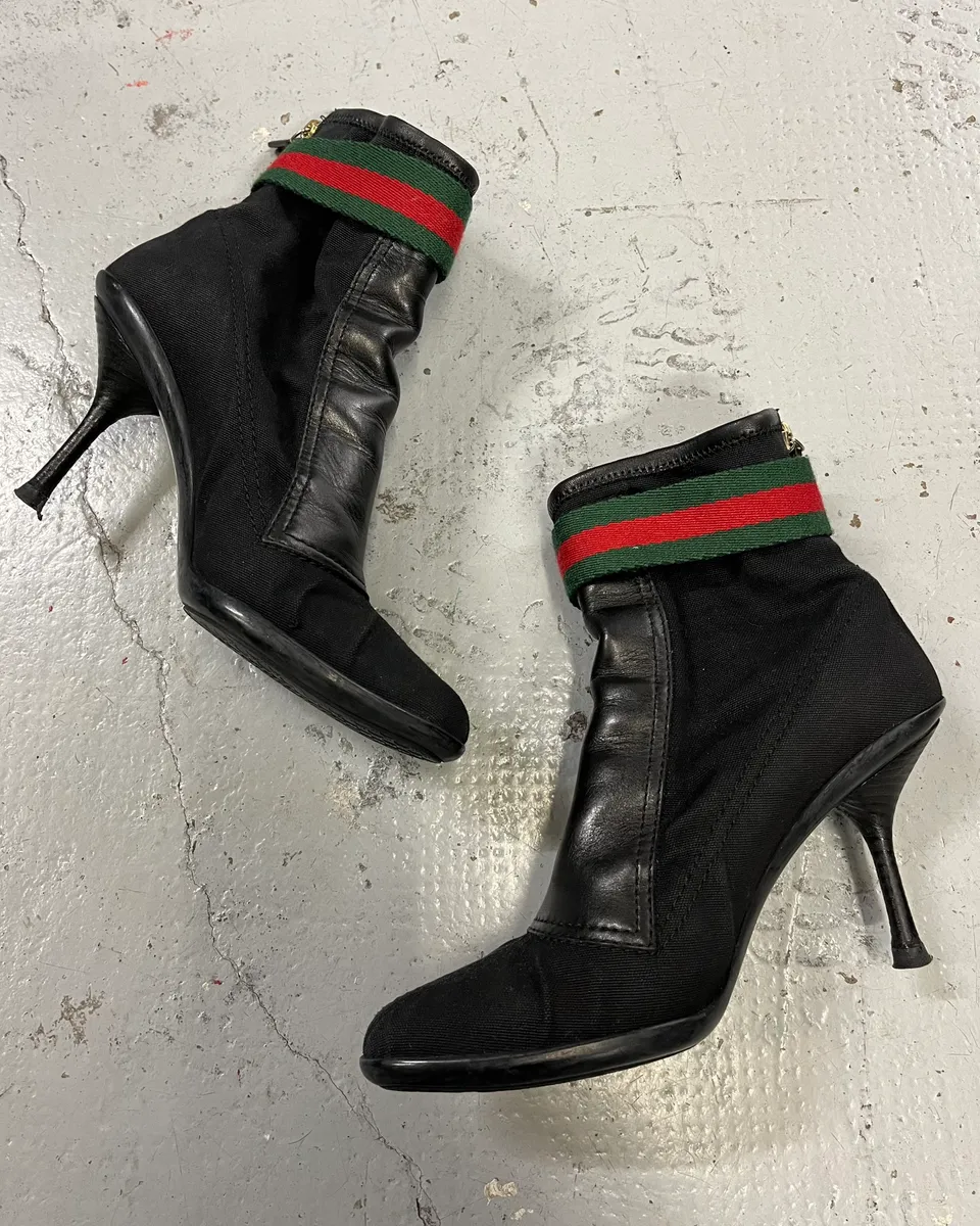 Gucci Black Hybrid Leather Heels - Image 3