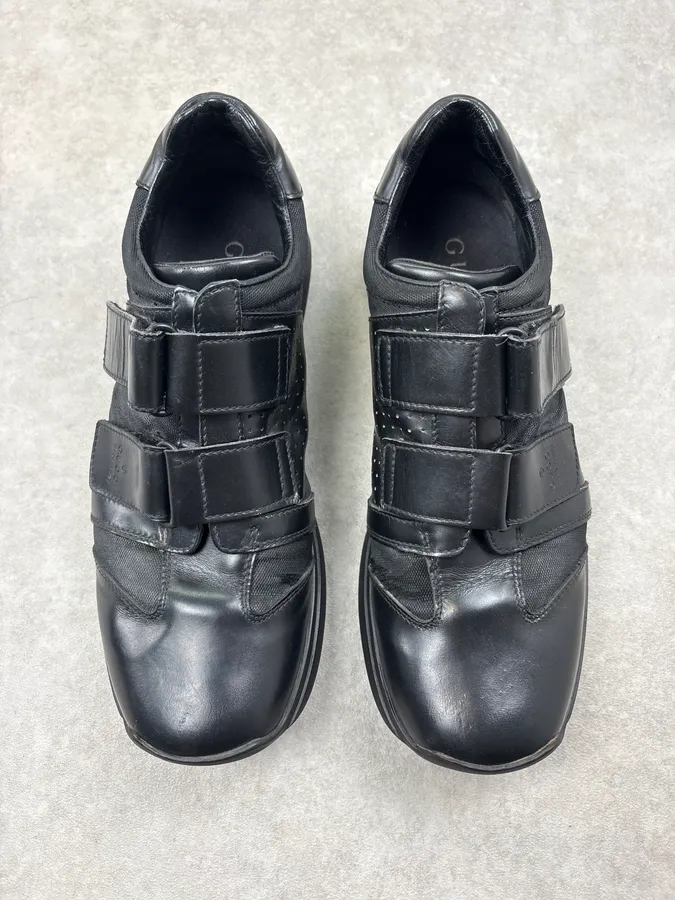 Gucci Black Leather Velcro Strap Sneakers - Image 2
