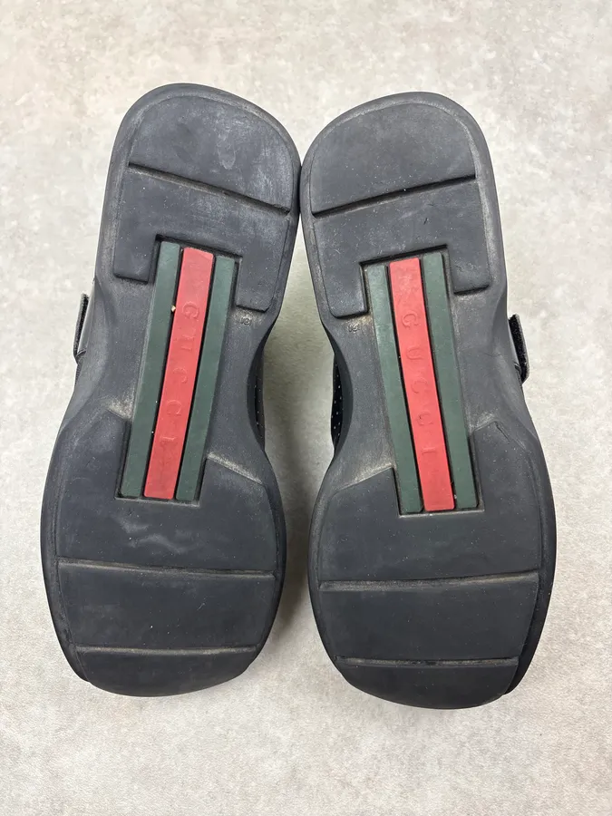 Gucci Black Leather Velcro Strap Sneakers - Image 7