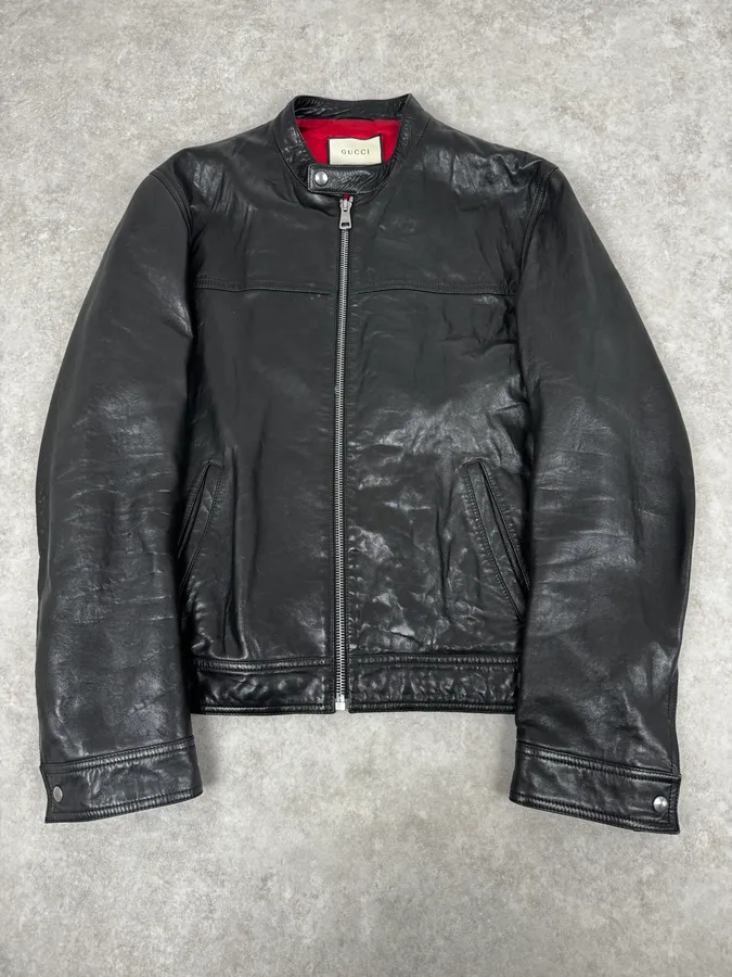 Gucci Black Premium Leather Jacket
