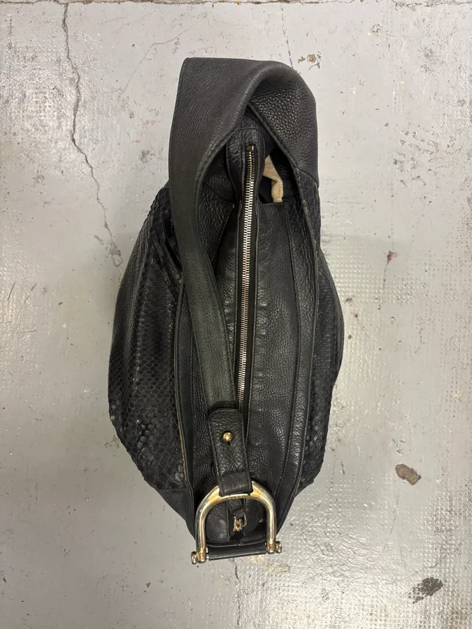 Gucci Black Python Leather Hobo Shoulder Bag - Image 6