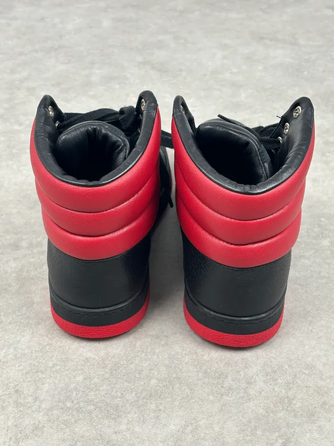 Gucci Black Red Leather High-Top Sneakers - Image 13