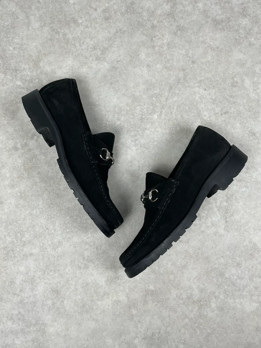 Gucci Black Suede Leather Loafers - Image 3