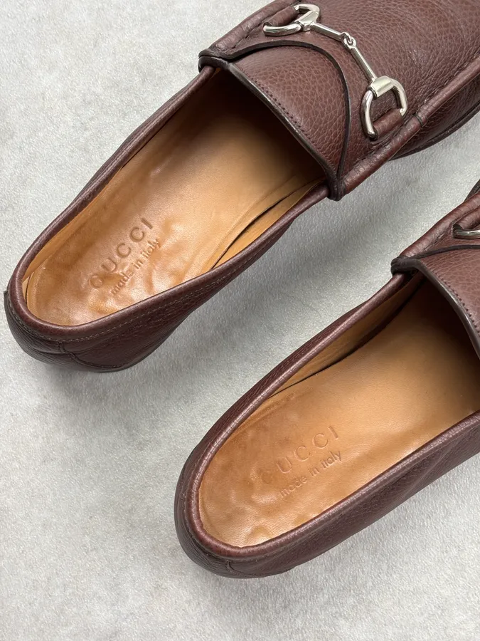 Gucci Brown Leather Horsebit Loafers - Image 10