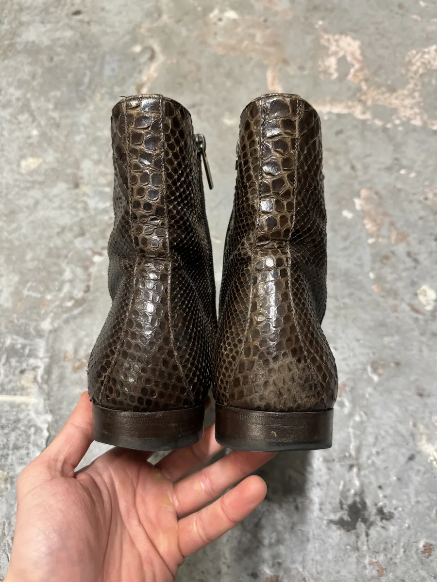 Gucci Brown Leather Python Boots by Tom Ford - Image 3
