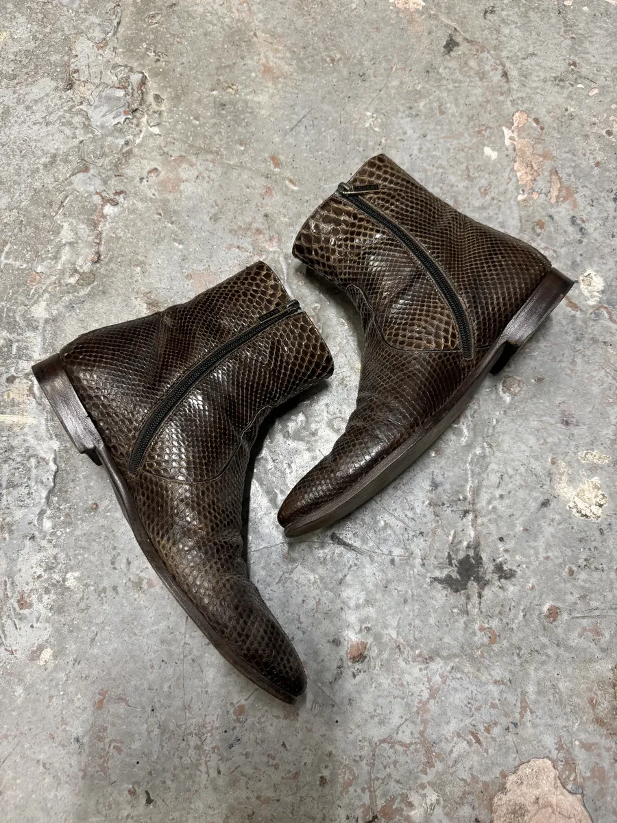 Gucci Brown Leather Python Boots by Tom Ford - Image 7