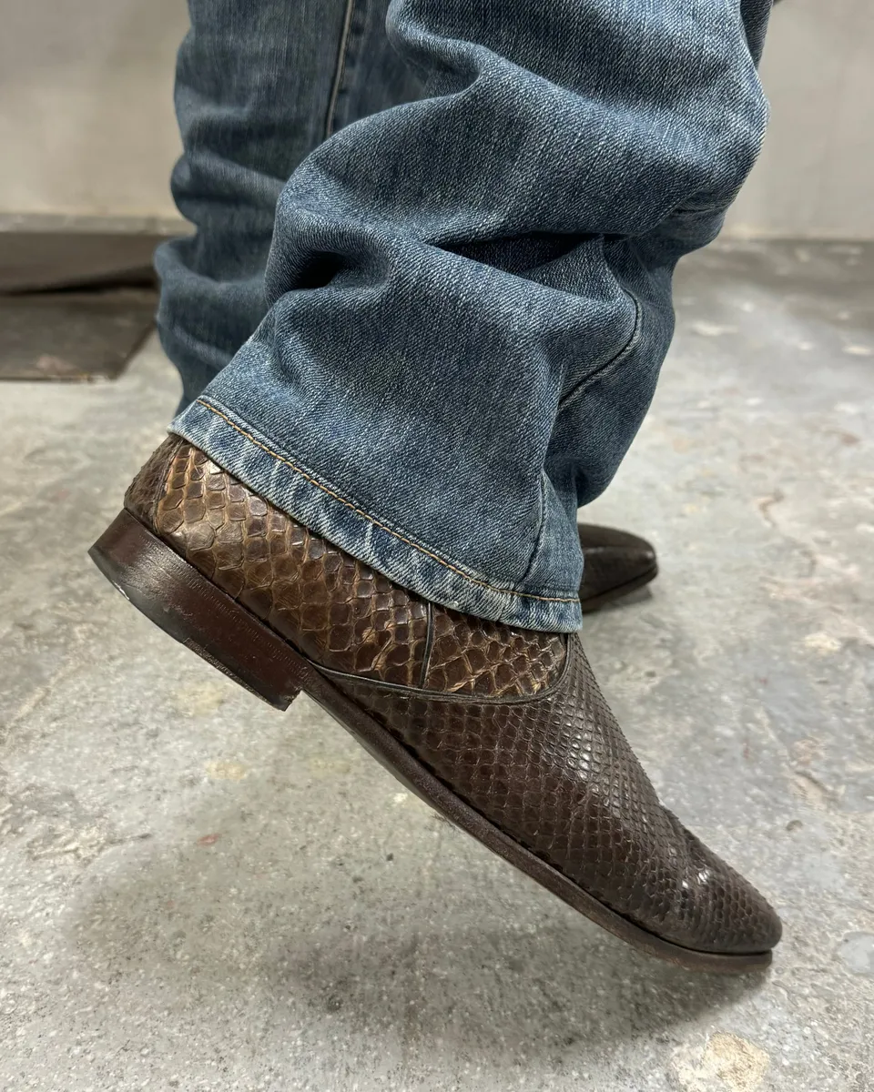 Gucci Brown Leather Python Boots by Tom Ford - Image 8