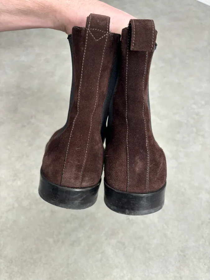 Gucci Brown  Suede Contrast Panel Classy Chelsea Boots - Image 6