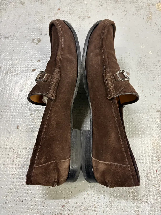 Gucci Brown Suede Horsebit Loafers - Image 4