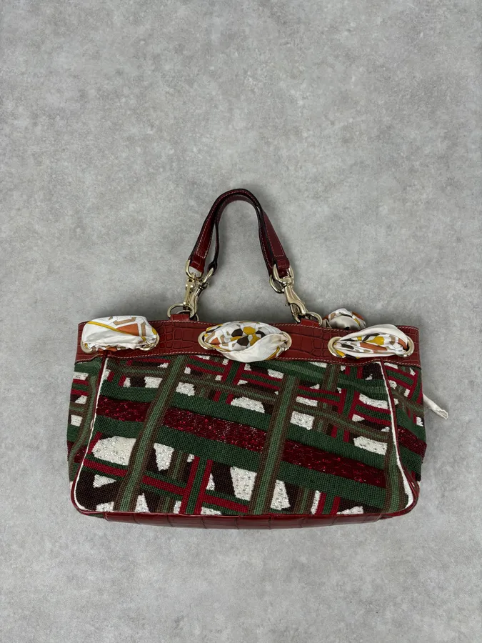 Gucci Burgundy Embroidered Beaded Canvas 85th Anniversary Positano Tote Bag - Image 7