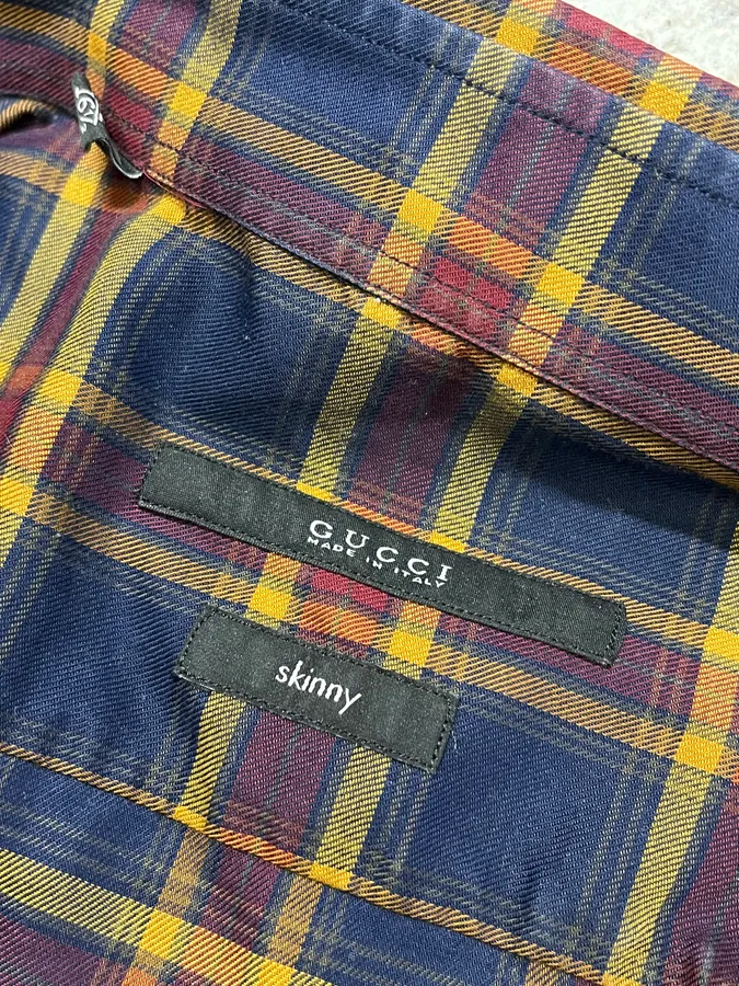Gucci Checkered Bordeaux & Navy Shirt - Image 10