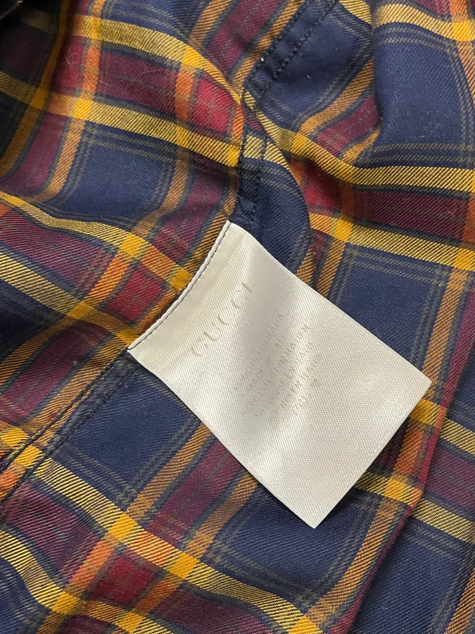 Gucci Checkered Bordeaux & Navy Shirt - Image 11